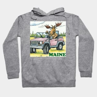 Maine Moose Driving a Jeep Hoodie